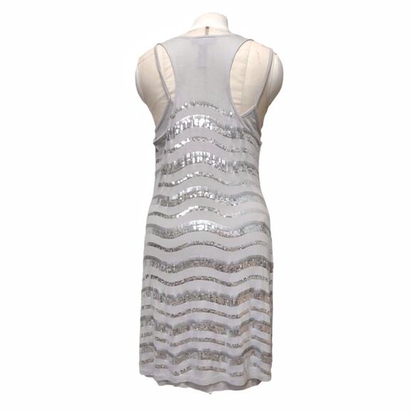 INC Sequins Tank Dress Size M Simple Lightweight Silver Gray T-shirt Dress - Picture 4 of 6